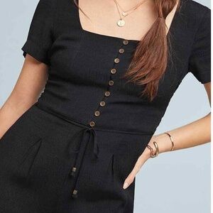 Maeve Wide-Leg Black Jumpsuit with Lace-Up Sides
